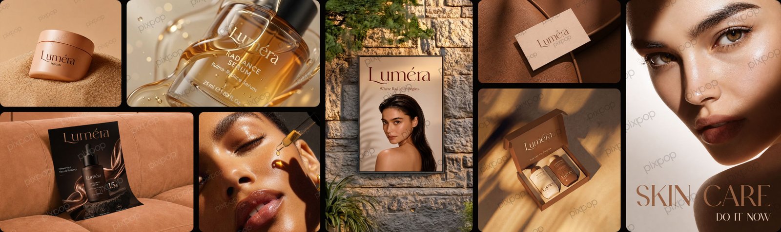 Luméra branding case study collage by Pixpop Studio