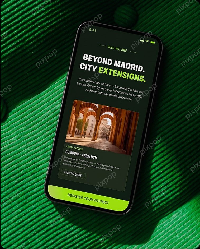 Total Sports Group sports brand identity shown on a mobile phone