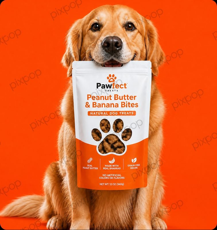 GuardianVets Pawfect peanut butter and banana dog treat packaging